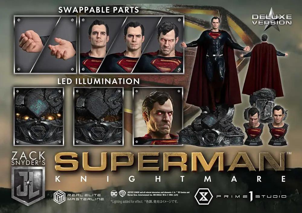 Superman Knightmare Color Edition Estatua 95 cm, PRIME 1 STUDIO; figura de acción con partes intercambiables y LED.
