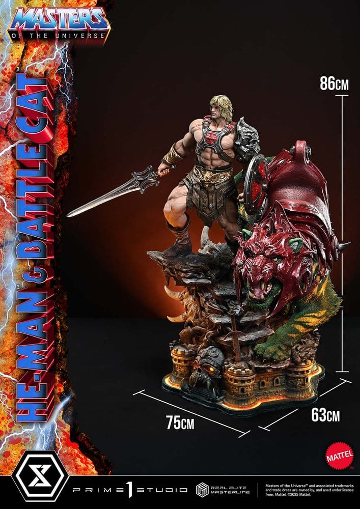 Masters of the Universe Estatua Real Elite Masterline Series 1/4 He-Man & Battle Cat 86 cm