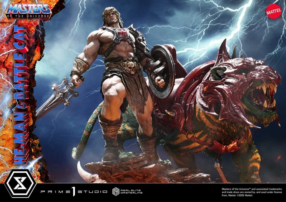 Masters of the Universe Estatua Real Elite Masterline Series 1/4 He-Man & Battle Cat 86 cm