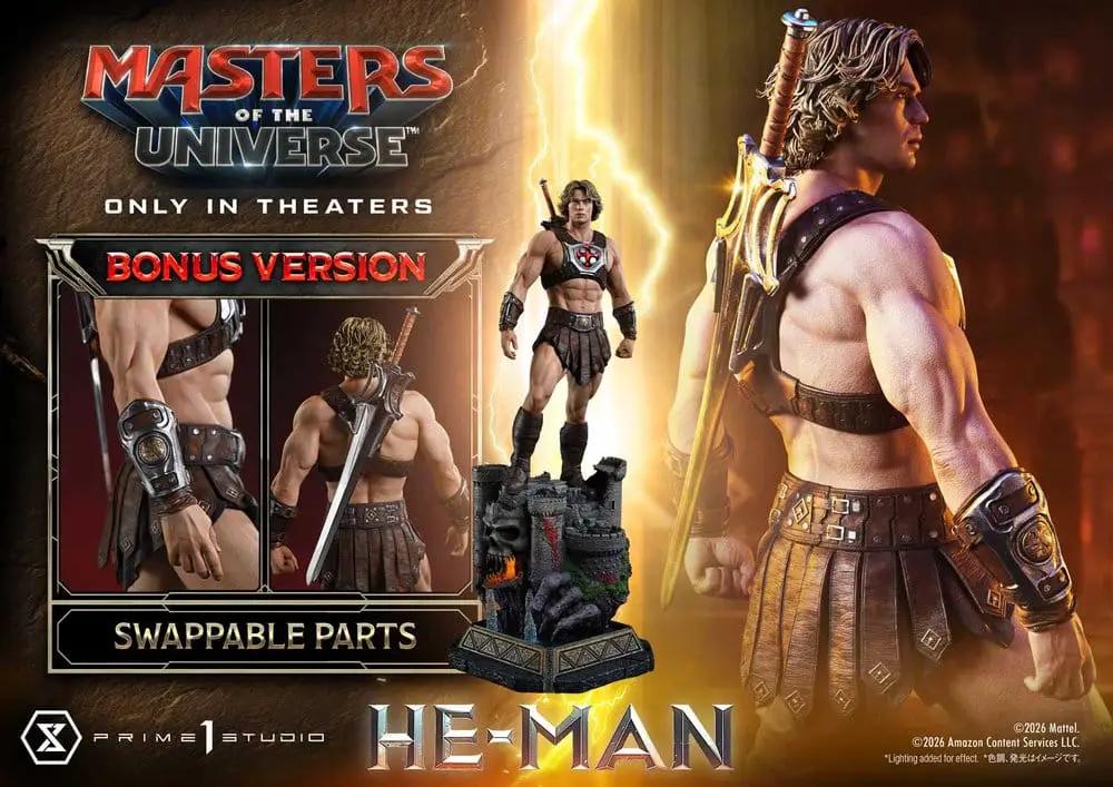 He-Man 1/3-scale Masterline statue by Prime 1 Studio, DX Bonus Version with swappable parts, 117 cm