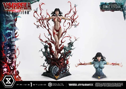 Vampirella Real Elite Masterline 1/3 statue by Prime 1 Studio; 2-piece red-tentacle statue and blue bust, bonus version