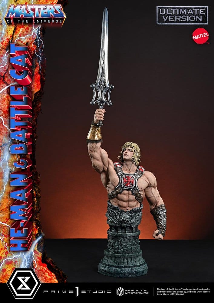 Masters of the Universe Estatua Real Elite Masterline Series 1/4 He-Man & Battle Cat Ultimate Bonus Version 86 cm