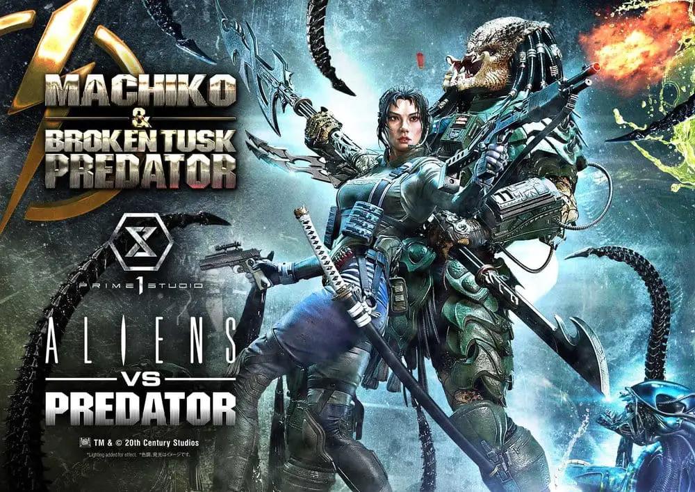 Aliens vs Predator Machiko & Broken Tusk Predator 2-figure 1/4 scale statue DX Bonus Version by Prime 1 Studio, 84 cm