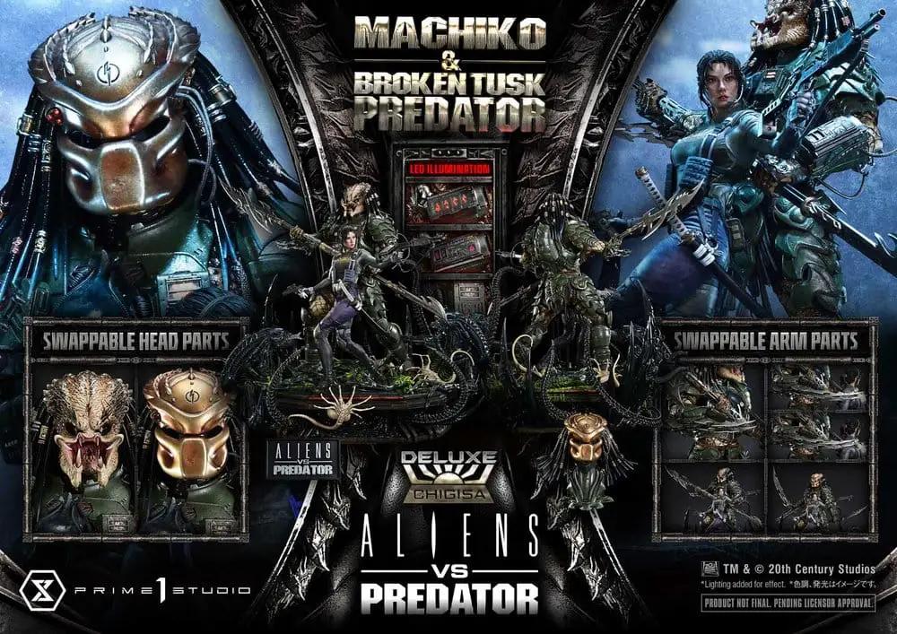 Prime 1 Studio Aliens vs Predator 1/4 scale deluxe statue Machiko & Broken Tusk Predator DX, 84 cm, collectible