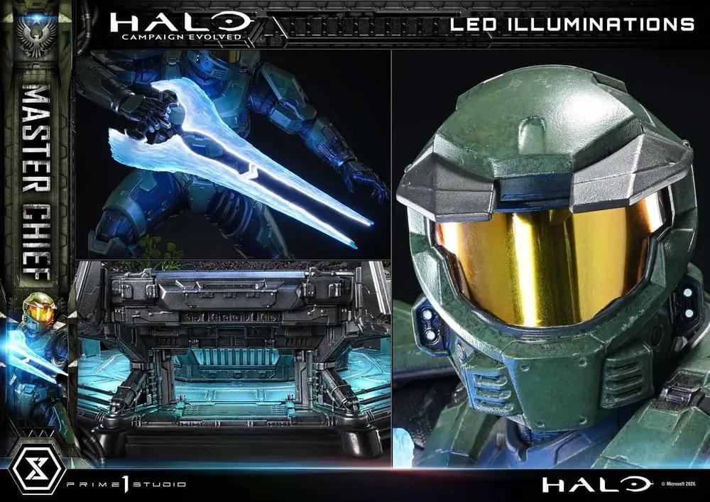 Halo Master Chief estatua 1/4 de Prime 1 Studio, iluminación LED, armadura verde, con espada de energía