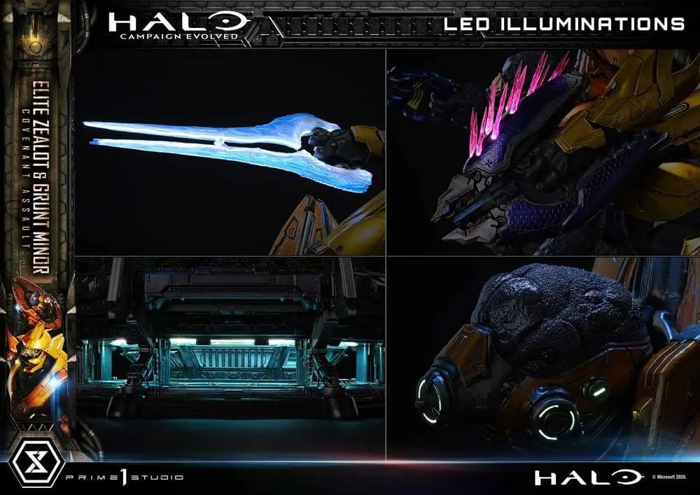 Figura Halo 1/4 Elite Zealot & Covenant Grunt, 2 figuras, LED iluminación, 81 cm, Prime 1 Studio