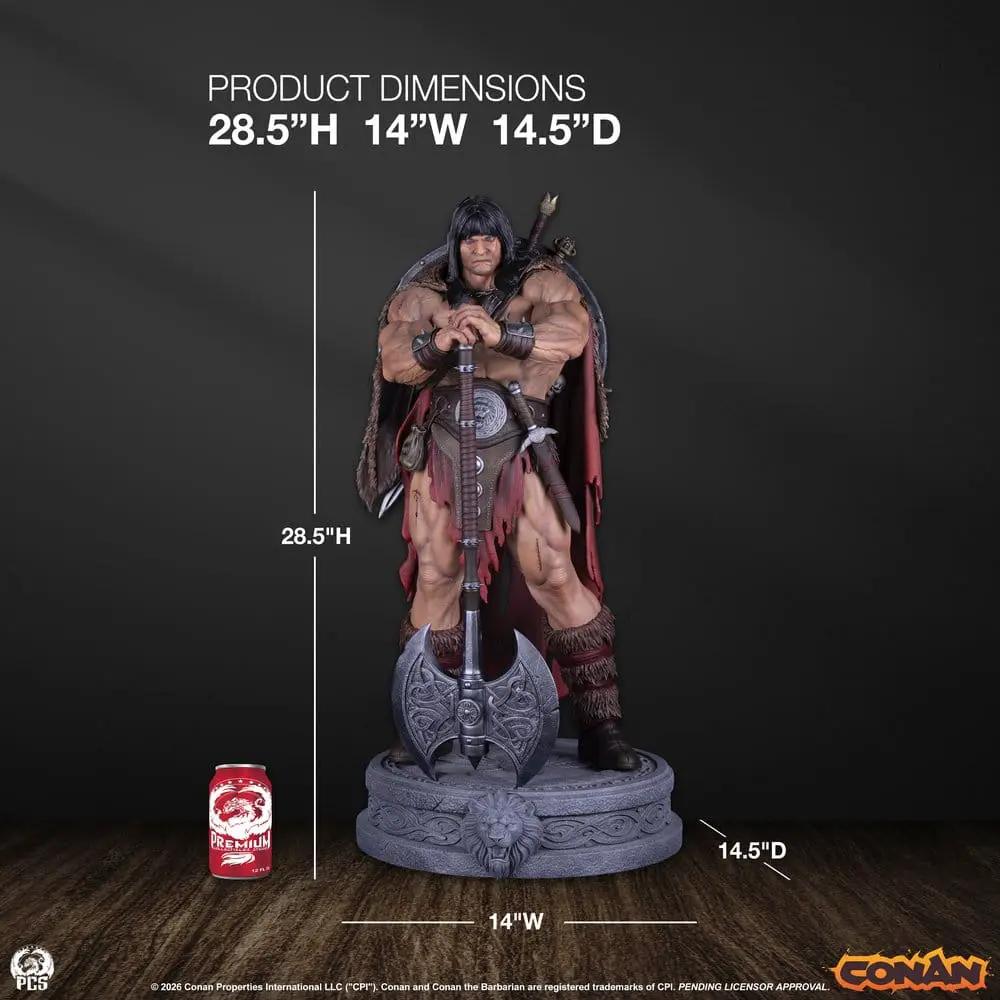 Conan el Bárbaro estatua 1/3 de Premium Collectibles Studio; figura con hacha, capa y base decorativa, 28.5 in alto.