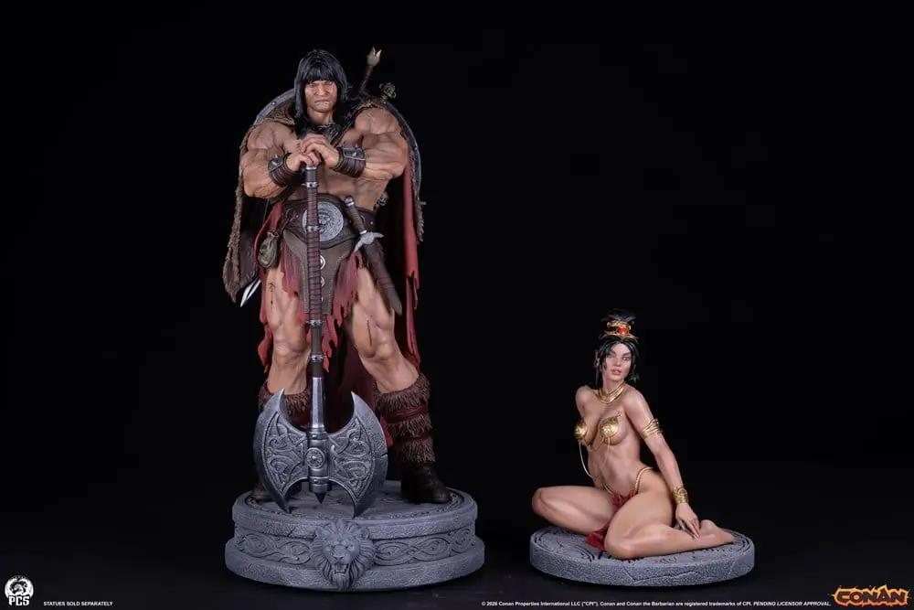 Conan el Bárbaro estatua 1/3 y The Maiden, 2 figuras en bases decorativas, de Premium Collectibles Studio