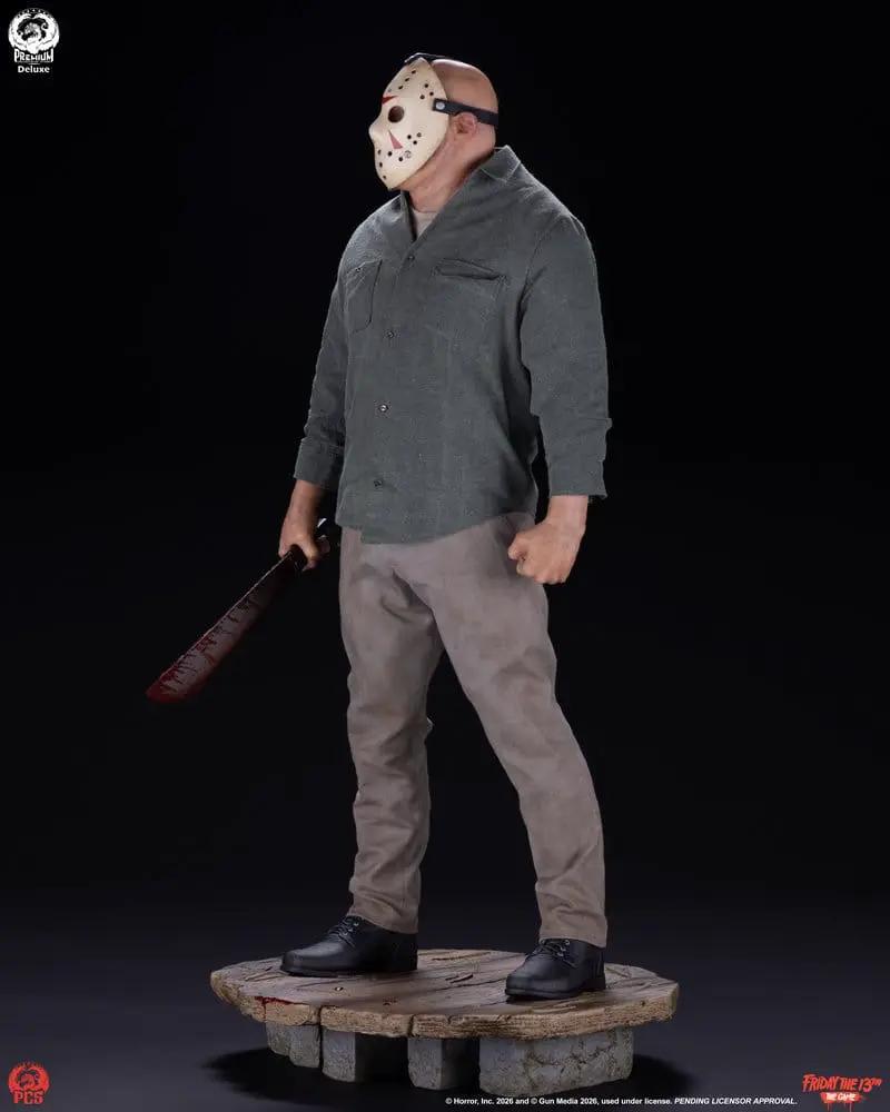 Figurine Friday the 13th Jason Part 3 1/3 statue, 74 cm, with machete on wooden base, Premium Collectibles Studio