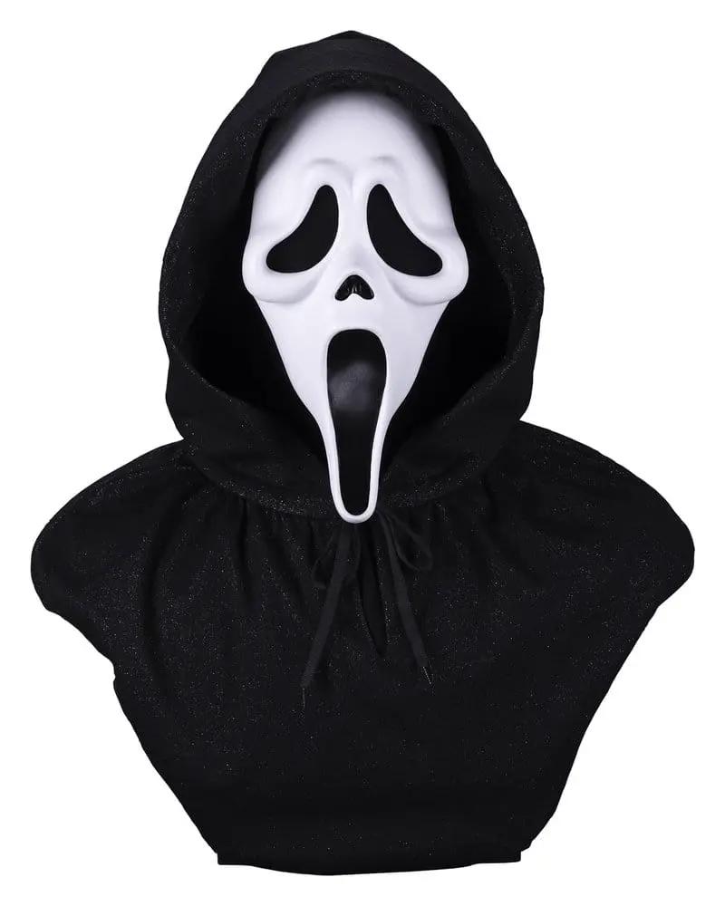 Ghost Face bust mask with black hooded cloak, 56 cm display piece