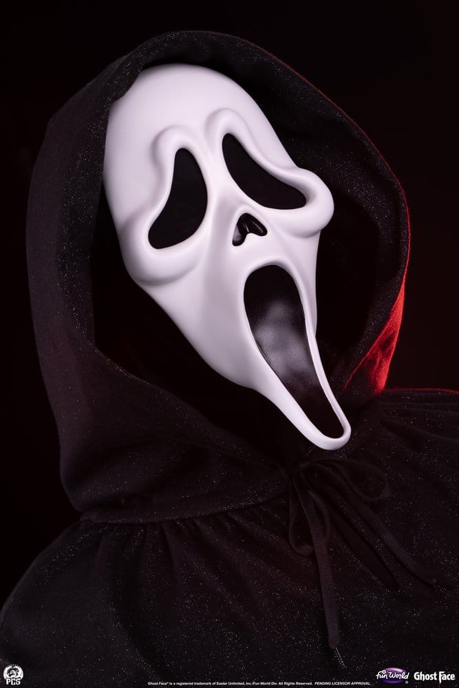 Ghost Face bust 1/1 56 cm with white mask and black hooded cloak, Premium Collectibles Studio