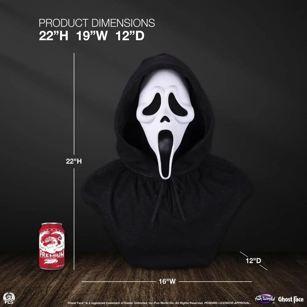 Ghost Face bust 1/1 56 cm by PREMIUM COLLECTIBLES STUDIO, life-size black hooded cloak with white mask