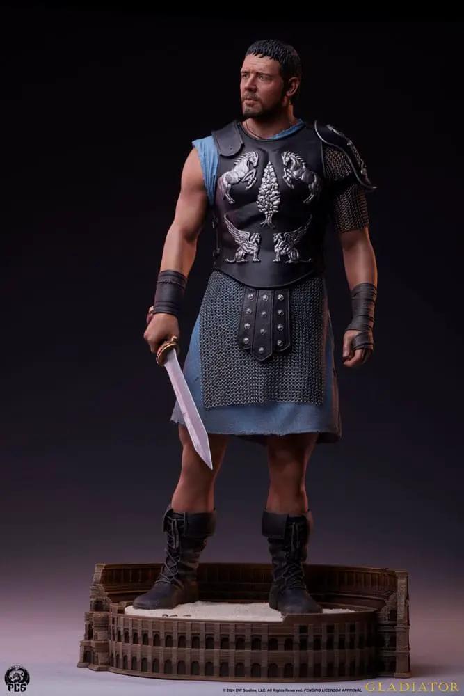 Gladiator statue Maximus, 66 cm, Epic Series by Premium Collectibles Studio; armored figure with blue tunic.