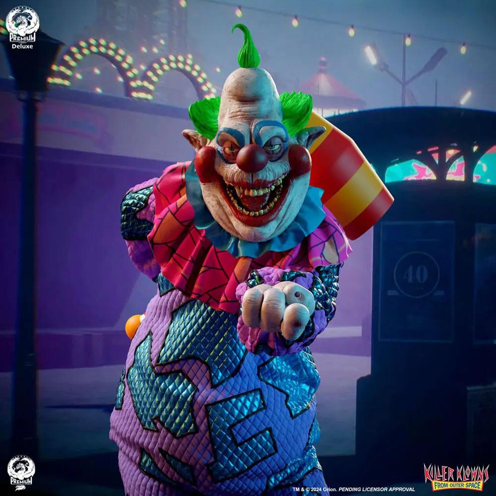 Clown statue, multicolor patchwork suit, green hair, 64 cm, Premier Series Jumbo Deluxe Edition