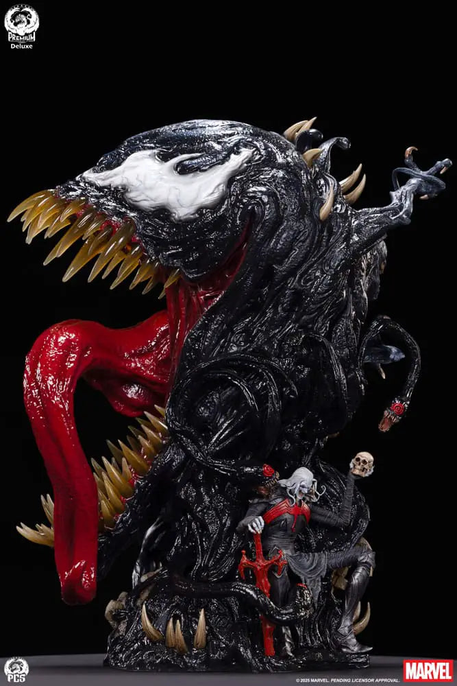 Marvel Busto Venom Deluxe 1/1, negro con lengua roja y dientes, 56 cm, PREMIUM COLLECTIBLES STUDIO