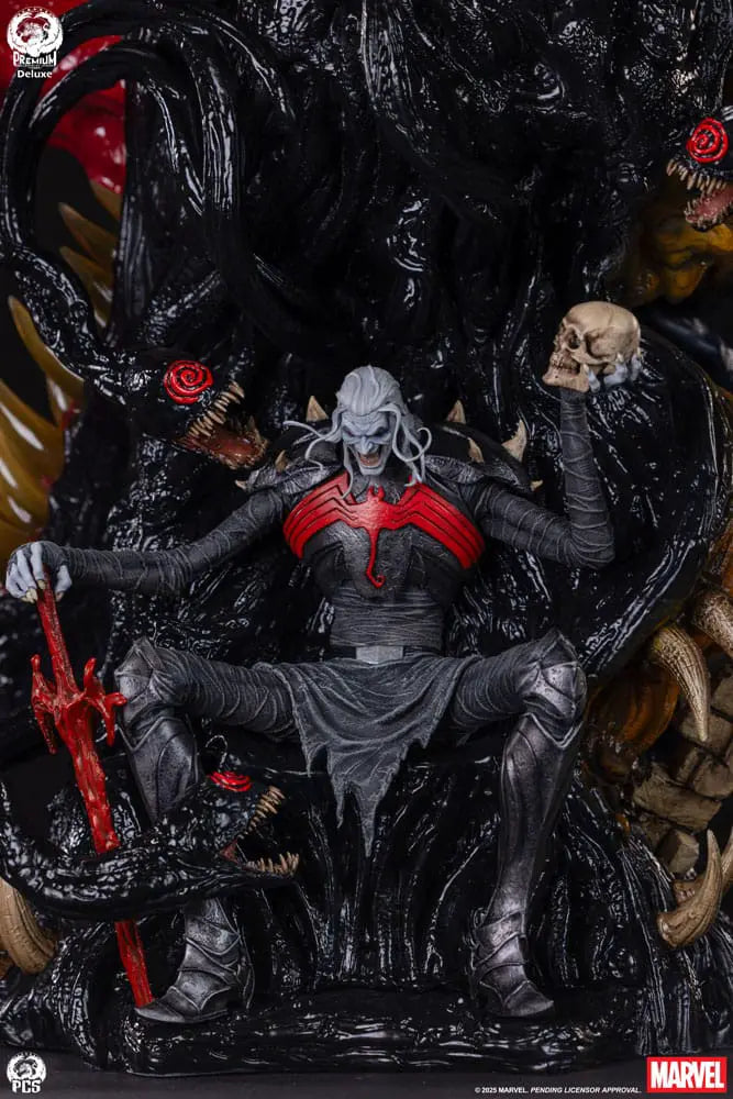 Marvel Venom bust Deluxe Edition, 56 cm, by Premium Collectibles Studio, dark gray statue with red spider emblem