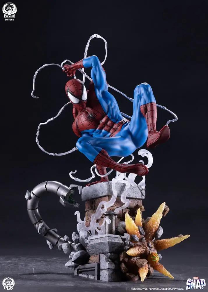 Figura Spider-Man Marvel Snap Estatua 1/3 Deluxe Edition, 71 cm, azul y rojo, Premium Collectibles Studio.