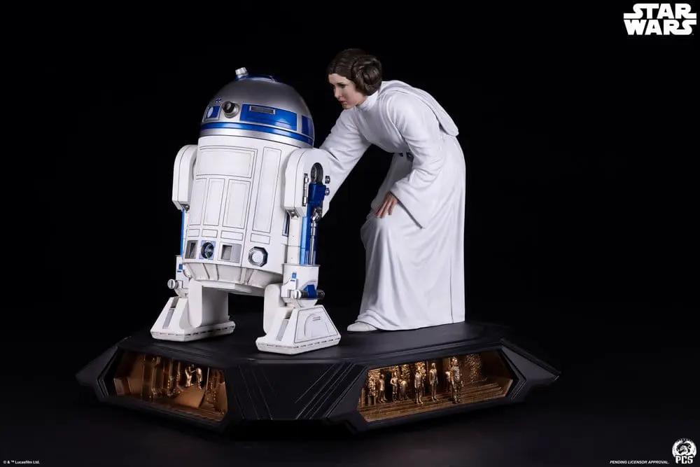 Estatua Star Wars Princess Leia 1/3 y R2-D2, 48 cm, base, 2 piezas, Premium Collectibles Studio