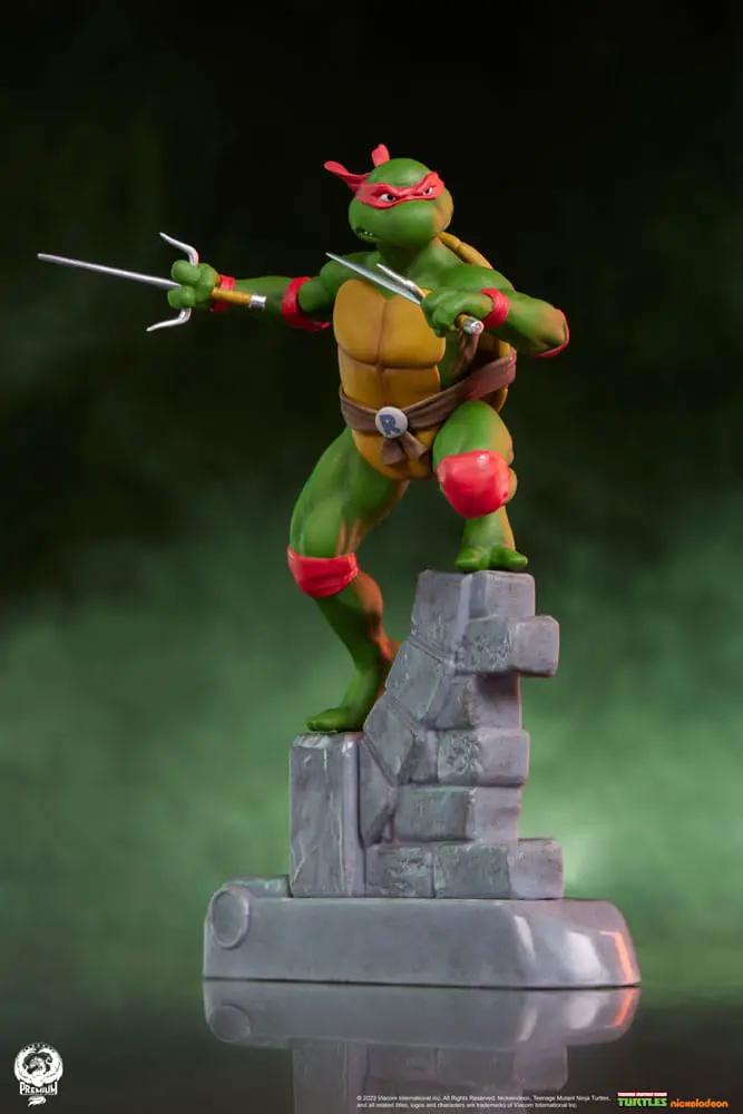 Tortugas Ninja figura PVC Sabretooth, Raphael con máscara roja, 20 cm, base de piedra, Premium Collectibles Studio
