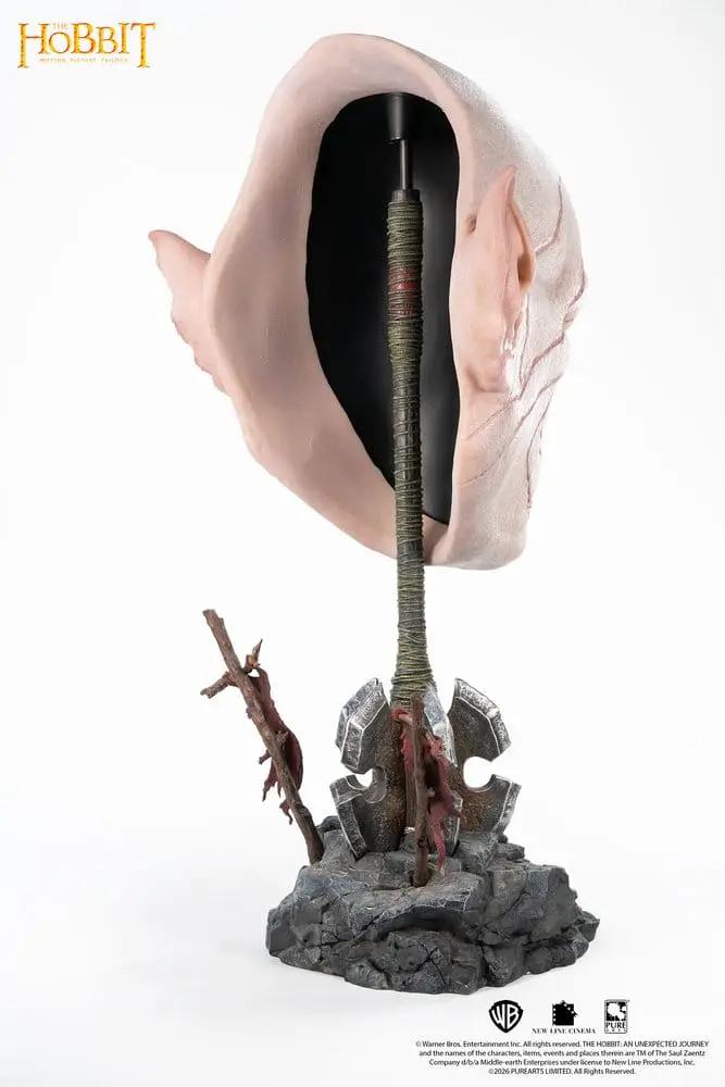 Azog 1:1 Art Mask replica by PURE ARTS, The Hobbit, 54 cm display statue with wrapped staff and rocky base.