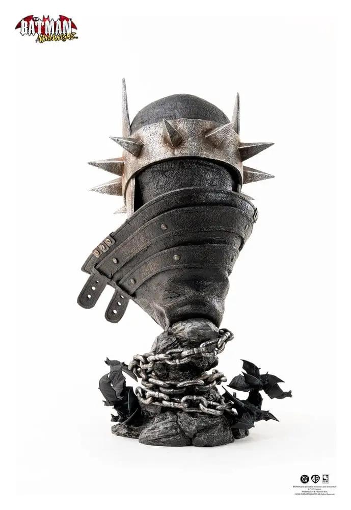 Figura réplica 1/1 Batman Who Laughs, máscara espinosa de metal plateado y negro, 51 cm, base con cadenas
