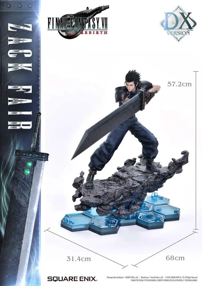 Figura de acción Zack Fair 1/4 Deluxe, Square Enix, Final Fantasy VII Rebirth, con Buster Sword y base rocosa azul