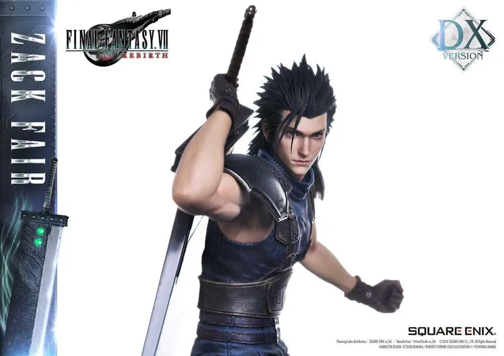 Figura de acción Zack Fair de Final Fantasy VII Rebirth, estatua 1/4, 57 cm, traje azul oscuro con espada, Square Enix.