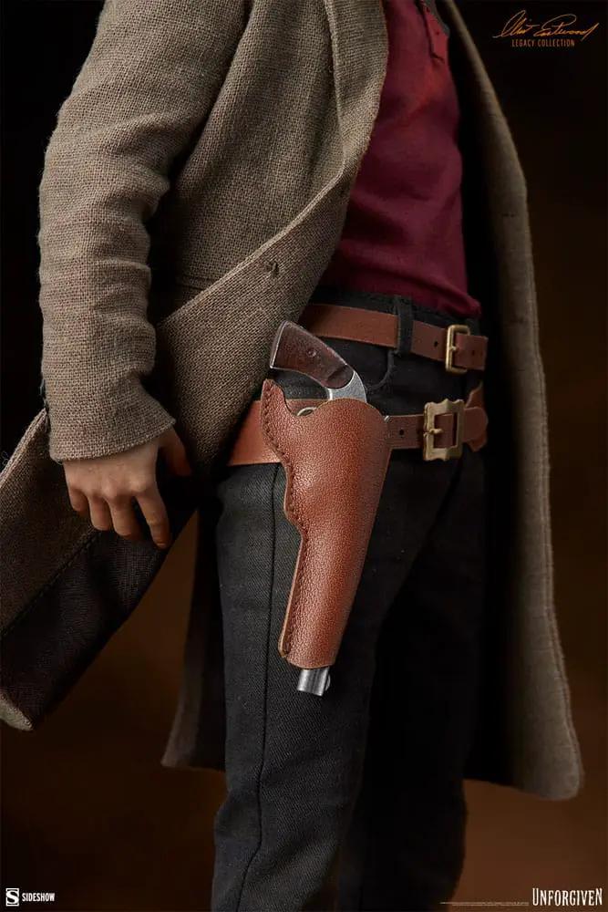 Figura de acción 1/6 William Munny de Sin perdón, SIDESHOW COLLECTIBLES Legacy Collection, funda de cuero y revólver.