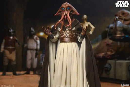 Star Wars 1/6 Tessek action figure by Sideshow Collectibles, cream robes with brown cape
