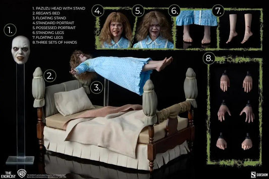 Figura de acción Regan MacNeil 1/6 Deluxe Edition, SIDESHOW COLLECTIBLES, 23 cm con cama y accesorios