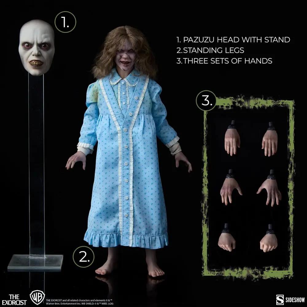 Figura de acción Regan MacNeil 1/6, 23 cm, de SIDESHOW COLLECTIBLES; pijama azul y accesorios intercambiables.