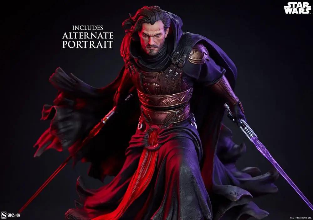 Darth Revan Star Wars statue by Sideshow Collectibles, 1/5 scale, 48 cm, dual lightsabers, red/purple armor.
