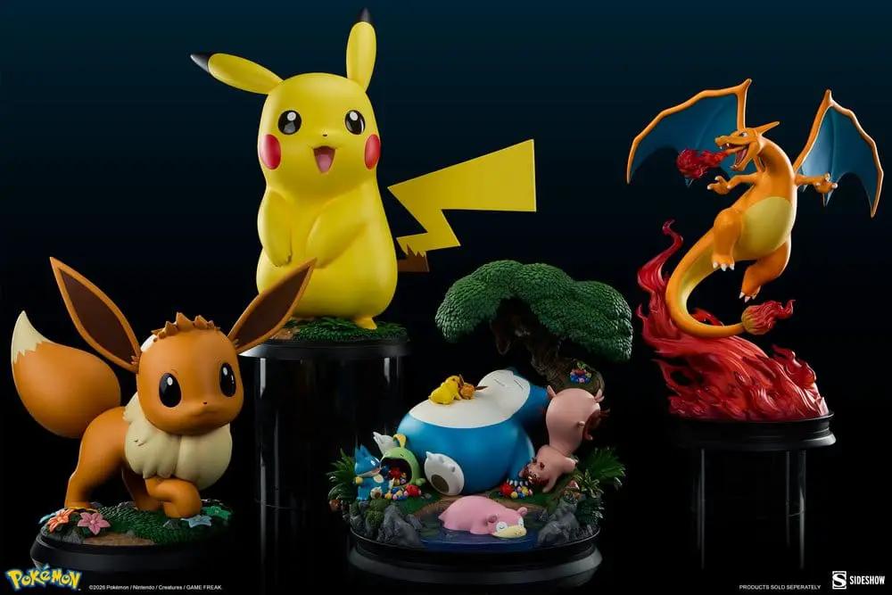 Pokémon diorama Snorlax figure by SIDESHOW COLLECTIBLES; display includes Pikachu, Eevee and Charizard