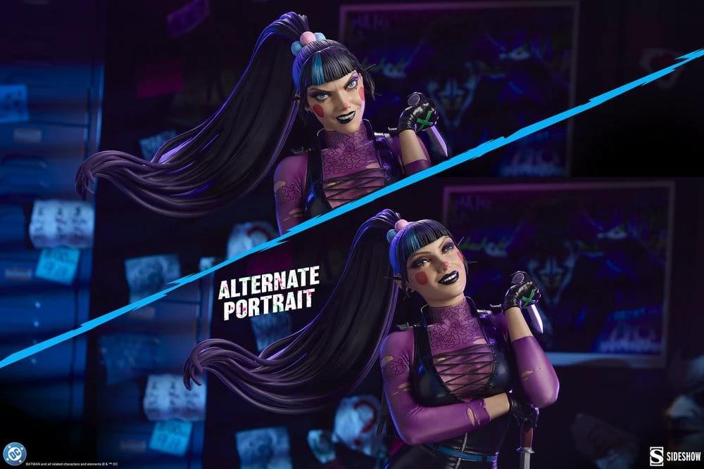 Punchline premium format statue by Sideshow Collectibles, DC Comics, 55 cm, purple outfit.