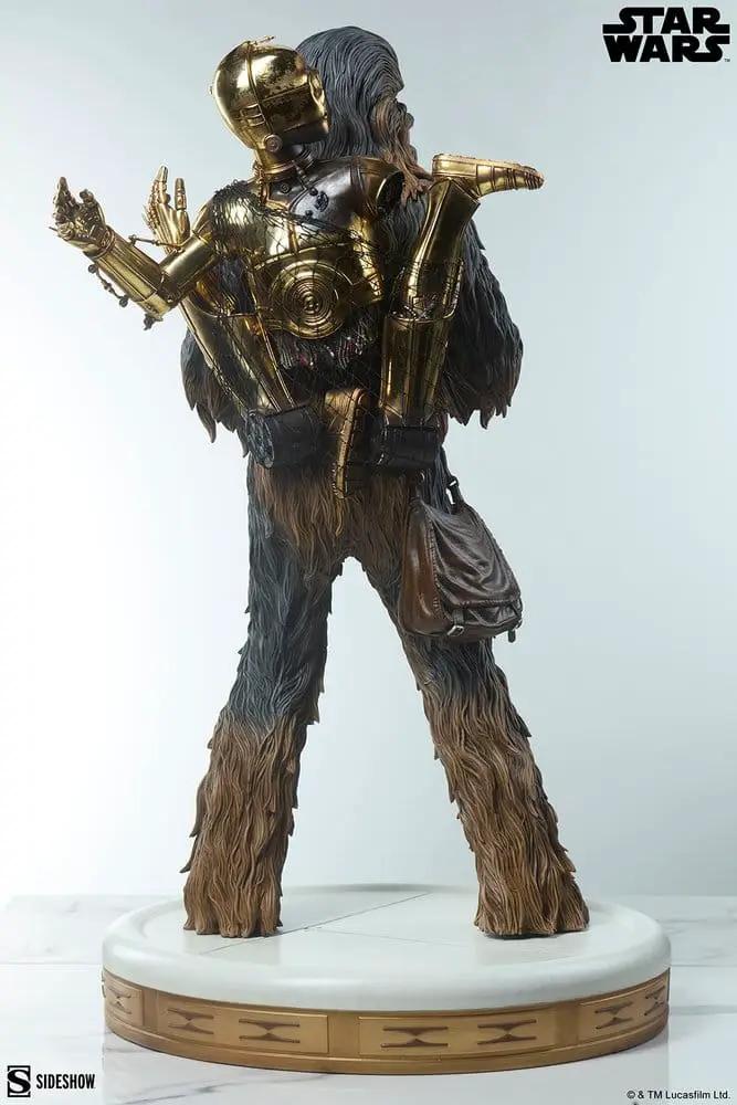 Figura premium Star Wars con 2 figuras: Chewbacca y C-3PO, 63 cm, SIDESHOW COLLECTIBLES; pelaje marrón, armadura dorada