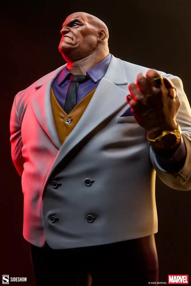 Sideshow Collectibles Marvel Kingpin Premium Format statue, white suit with yellow vest and purple shirt, 59 cm tall.