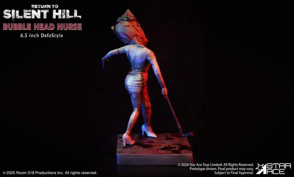 STAR ACE Collectibles Return to Silent Hill 2026 DefoStyle Bubble Head Nurse action figure, 16.5 cm, blue lighting