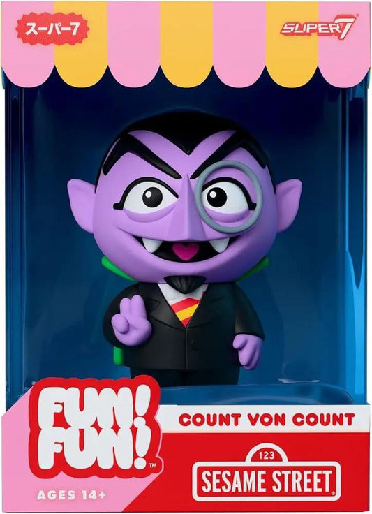 Count von Count Sesame Street soft vinyl figure by SUPER7, 18 cm, purple vampire in suit.