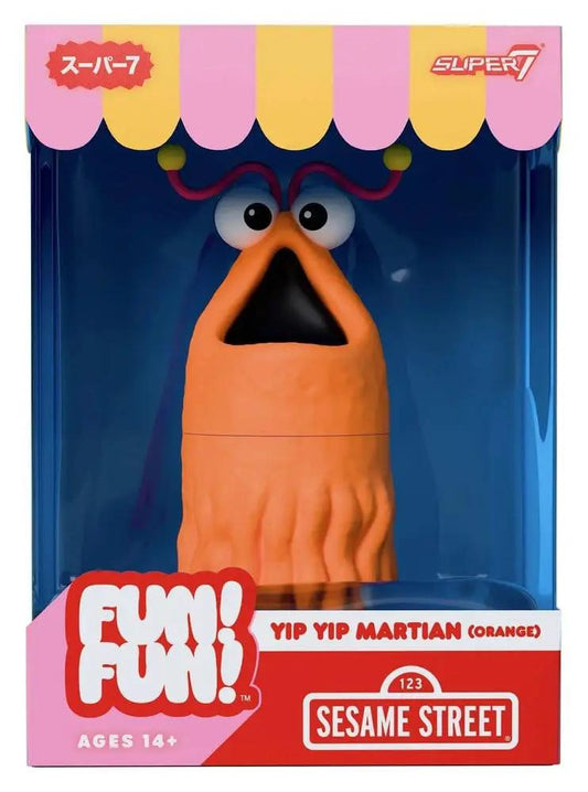 Super7 Sesame Street Yip Yip Martian orange soft vinyl figure, 18 cm