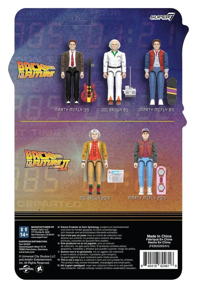 Figura de acción Back to the Future ReAction+ Wave 02 con 5 figuras de Marty McFly y Doc Brown, de SUPER7.