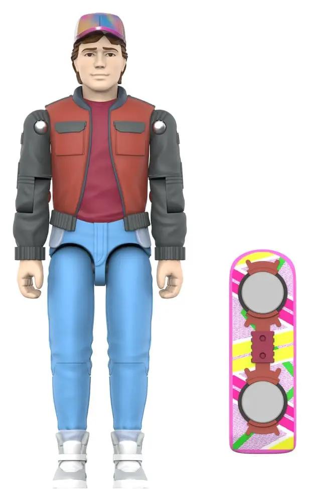 Figura de acción Marty McFly de Back to the Future, ReAction+ Wave 02; chaqueta roja y jeans azules, incluye tarjeta de accesorios
