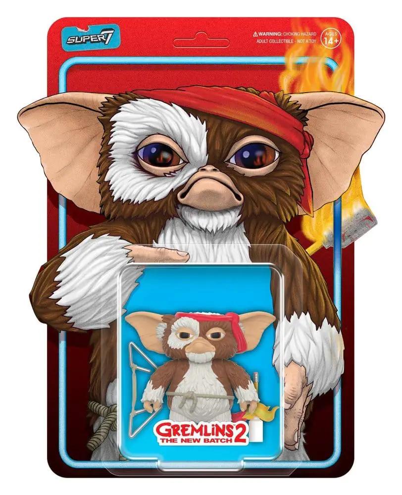 SUPER7 Gremlins ReAction Gizmo action figure, 23 cm, brown Gizmo with red bandana on battle-ready card