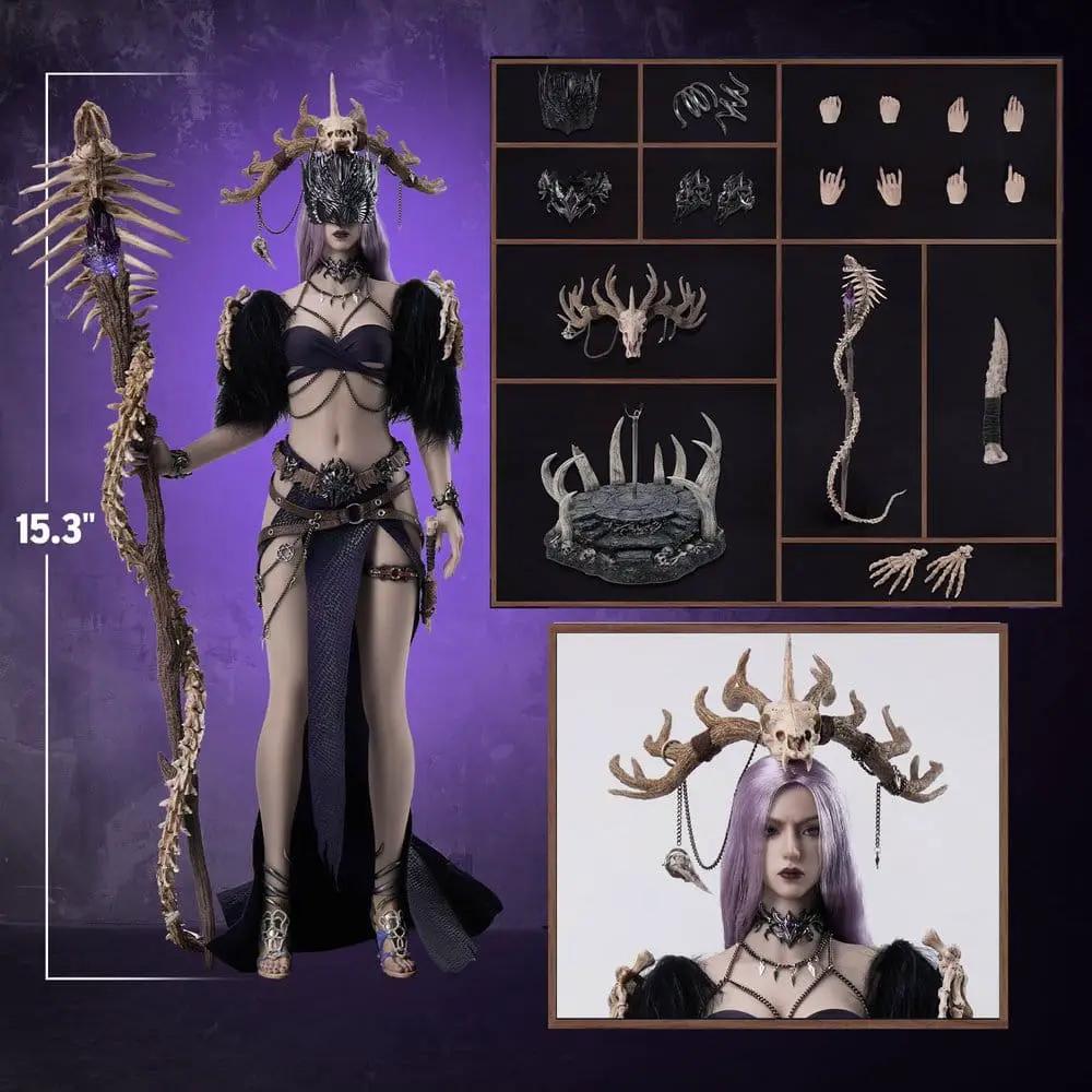 Serpent Kin Figura 1/6 Calamity by TBLEAGUE, 30 cm figure with bone staff, horned mask, purple hair, accessories.