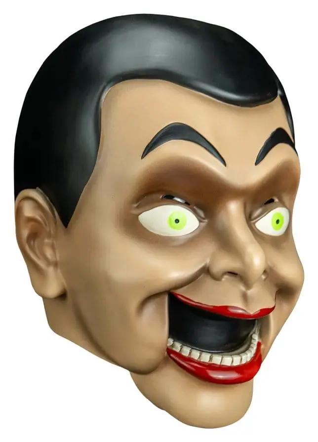 Máscara de vinilo Slappy el Muñeco de TRICK OR TREAT STUDIOS; rostro con piel clara, ojos verdes y sonrisa roja.