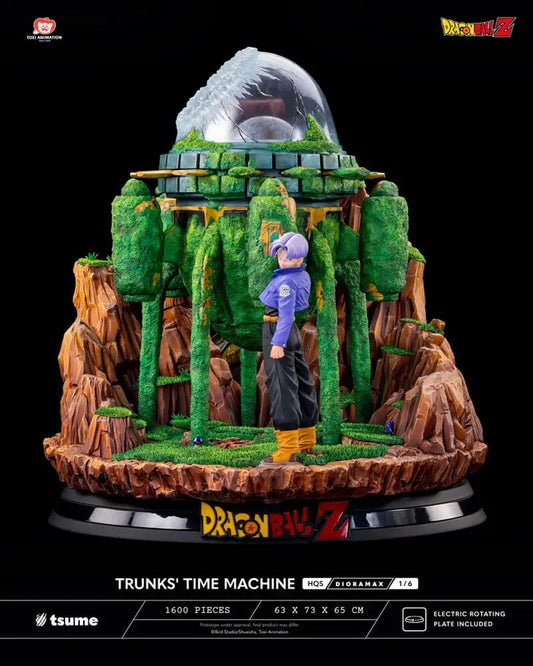 Figura de acción Trunks' Time Machine HQS Dioramax 1/6 de TSUME, diorama con domo y paisaje rocoso cubierto de musgo