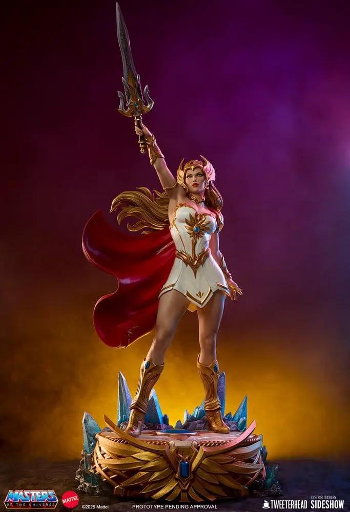 She-Ra statue 1/5 scale by Tweeterhead, 66 cm tall, white armor with gold details and red cape