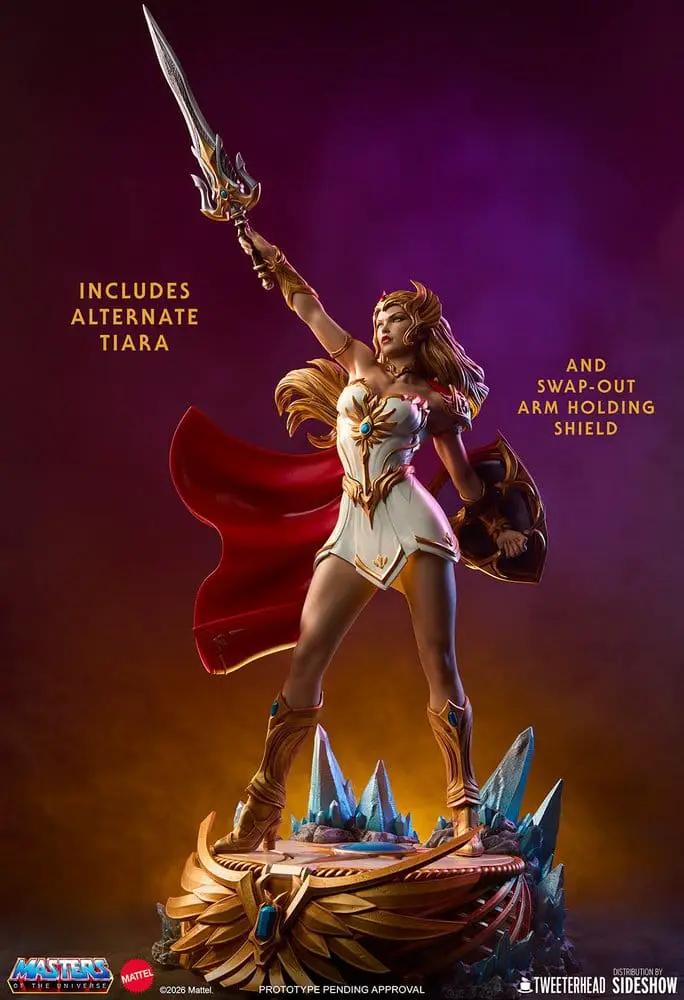 Estatua de She-Ra 1/5, 66 cm, de Tweeterhead, Masters of the Universe, con espada y base de cristales.