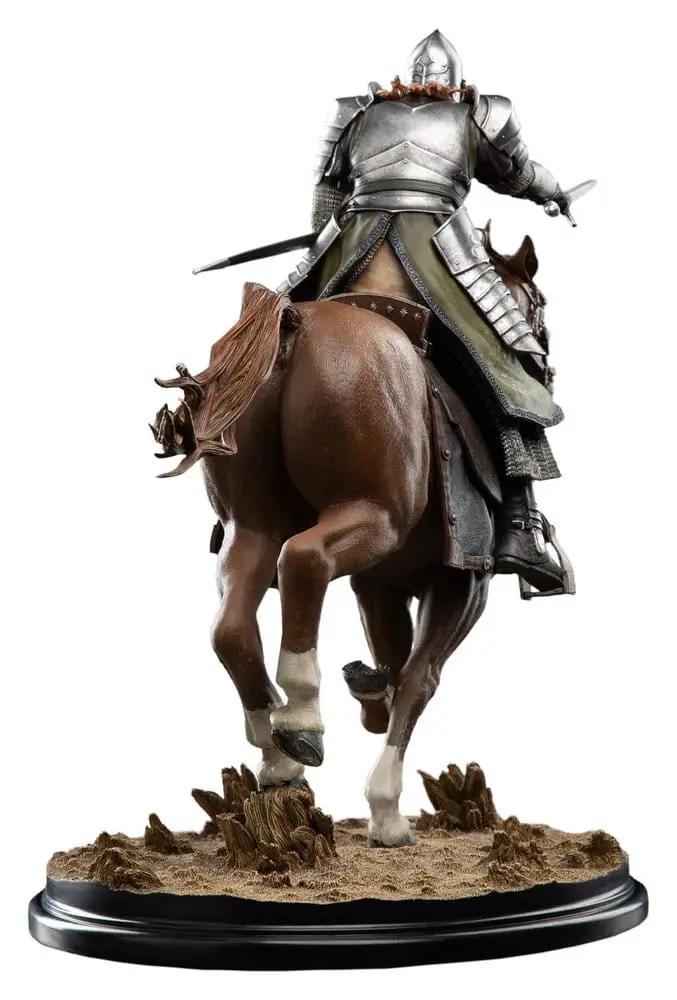 Estatua de Faramir 1/6 montado a caballo con armadura plateada y base rocosa