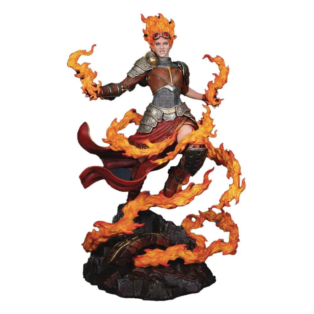 XM Studios MTG Chandra Nalaar 1/4 statue with fiery orange flame effects on rocky base