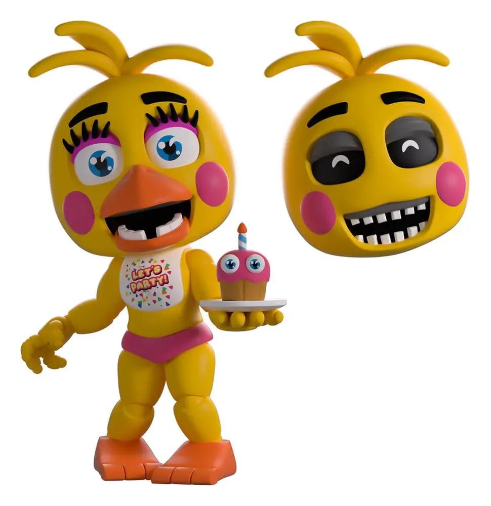 Chica yellow vinyl figure by YOUTOOZ, 12 cm, two-piece set with extra head and cake prop from Five Nights at Freddy's